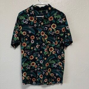 Roark Black Floral & Green Leaf Short-Sleeve Button-Up Shirt